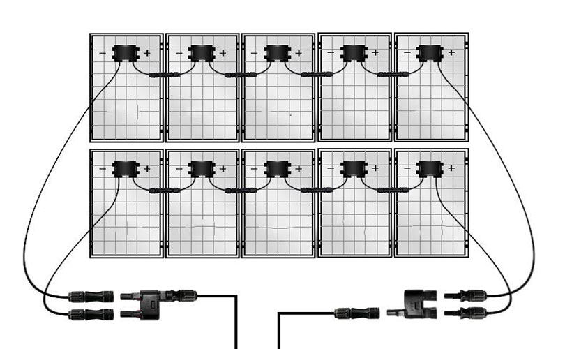 hybrid series and parallel solar panel connection