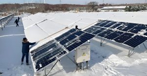 solar panel clearing snow