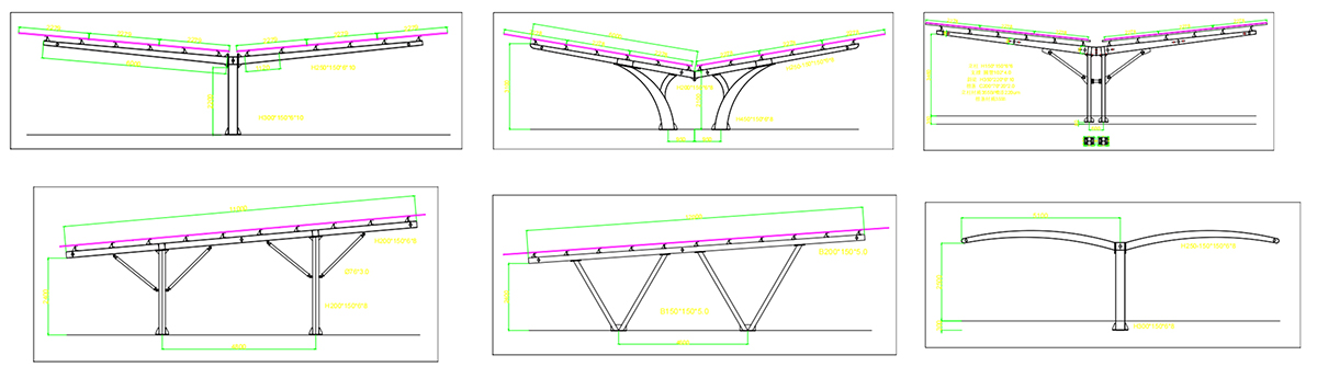 Dual Sided Solar Carport Design Drawings